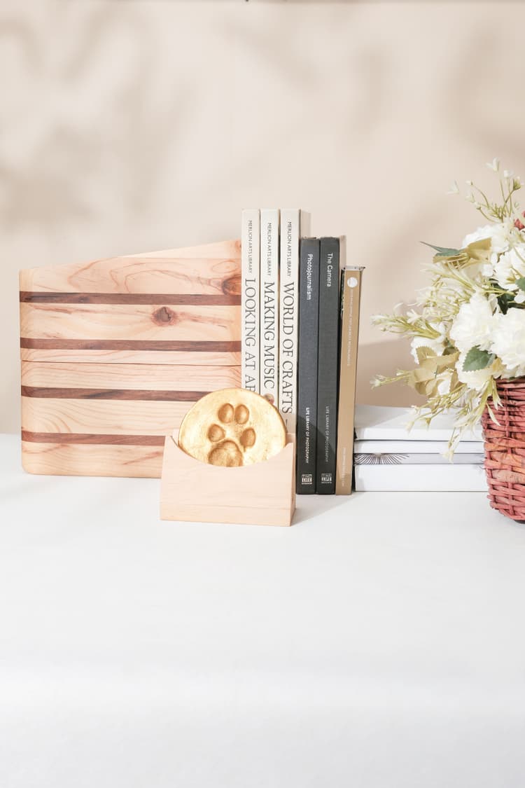 Wooden Plant Urn with Paw Print